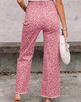 Leopard Frayed Edge High Waist Wide Leg Jeans