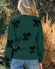 Bow Pearl Embellished Drop Shoulder Sweater