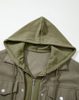 Textured Knit Pocketed Drawstring Hooded Jacket