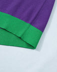 Mardi Gras Tinsel Embroidered Short Sleeve Sweater