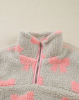 Bow Tie Sherpa Quarter Zip Sweatshirt