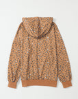 Leopard Long Sleeve Drawstring Hoodie