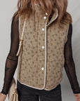 Floral Quilted Button Front Vest