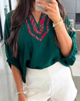 Janiyah Patchwork Half Sleeve Blouse