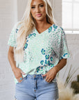 Azalea Print Short Sleeve Blouse