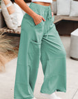 Mineral Wash Reverse Seam Drawstring Elastic Waist Pants