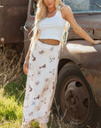 Western Lace Trim High Waist Maxi Skirt