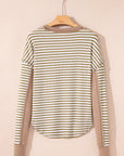 Stripe Thermal Knit Drop Shoulder Top