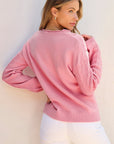 Ashlynn Flower Detail Knitted Notched Neck Sweater