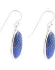 Carved Blue Lapis Sterling Silver Drop Earrings
