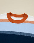 Colorblock Round Neck Long Sleeve Sweater