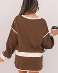 Violeta Loose Pullover and Lace-up Waist Skort Set