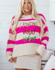 I KNOW WHAT I WANT Sequin Colorblock Stripe Sweater
