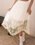 Aliza Lace Cascading Tiered High Waist Maxi Skirt