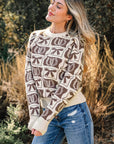 Western Bows & Horseshoes Long Sleeve Sweater