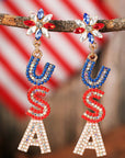 Naya Rhinestone Colorblock Usa Earrings