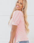 Dylan Stripe Textured Puff Sleeve Top