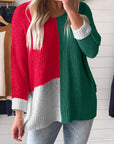 Colorblock Knit V-Neck Sweater