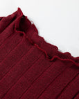Ribbed Knit Patchwork Long Sleeve Dress