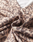 Leopard V-Neck Pullover & Wide-Waistband Skirt Set