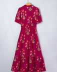 Floral Frilled V-Neck Ruffle Maxi Dress