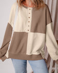 Colorblock Crewneck Henley Sweatshirt