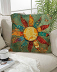 Colores de Mexico Sun Face Throw Pillow Case Made in America