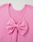 Bow Tie Backless Bubble Sleeve Sweater