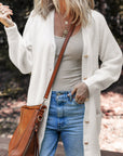 Solid Fuzzy Button-Front Cardigan