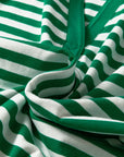 Stripe Collared V-Neck Short Puff Sleeve Top