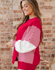 Stripe Leopard Patchwork Long Sleeve Sweatshirt