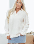 Raina Textured Collared Pullover