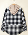Cecelia Patchwork Drawstring Hooded Shacket