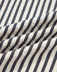 Stripe Half Zip Polo Collar Puff Sleeve Blouse