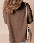 Solid Corduroy Button-Up Pocketed Shacket