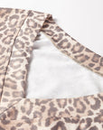 Leopard V-Neck Pullover & Wide-Waistband Skirt Set