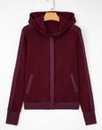 Waffle Zip Up Snap Button Hooded Jacket