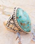 Champion Blue Turquoise Golden Cocktail Ring