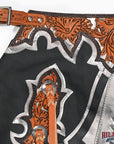 HILASON Pro Rodeo Bull Riding Chaps Genuine Leather Black