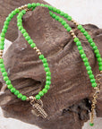 Charmed Cactus Lime Green Turquoise Golden Pendant Necklace