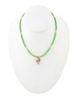 Charmed Cactus Lime Green Turquoise Golden Pendant Necklace