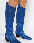 Blazing Boots - Blue or Silver - Cowgirl Sparkle Holiday Western