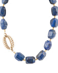 Chunky Blue Lapis Station Golden Necklace