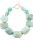 Chunky Green Amazonite Golden Toggle Bracelet