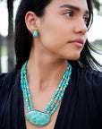 Clip On Blue Turquoise Golden Earrings