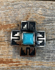 Southwest Antique Silver Turquoise 1" Concho W201S