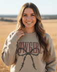 Cowgirl Barbed Wire Bow Graphic Sweatshirt