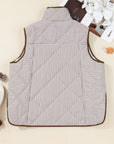 Plus Size Stripe Quilted Snap Button Vest