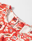Floral Patchwork Long Sleeve Pleated Mini Dress