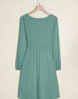 Solid Button-Up Scoop Neck Dress
